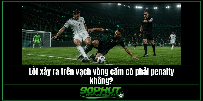 Lỗi xảy ra trên vạch vòng cấm có phải penalty không Lỗi xảy ra trên vạch vòng cấm có phải penalty không